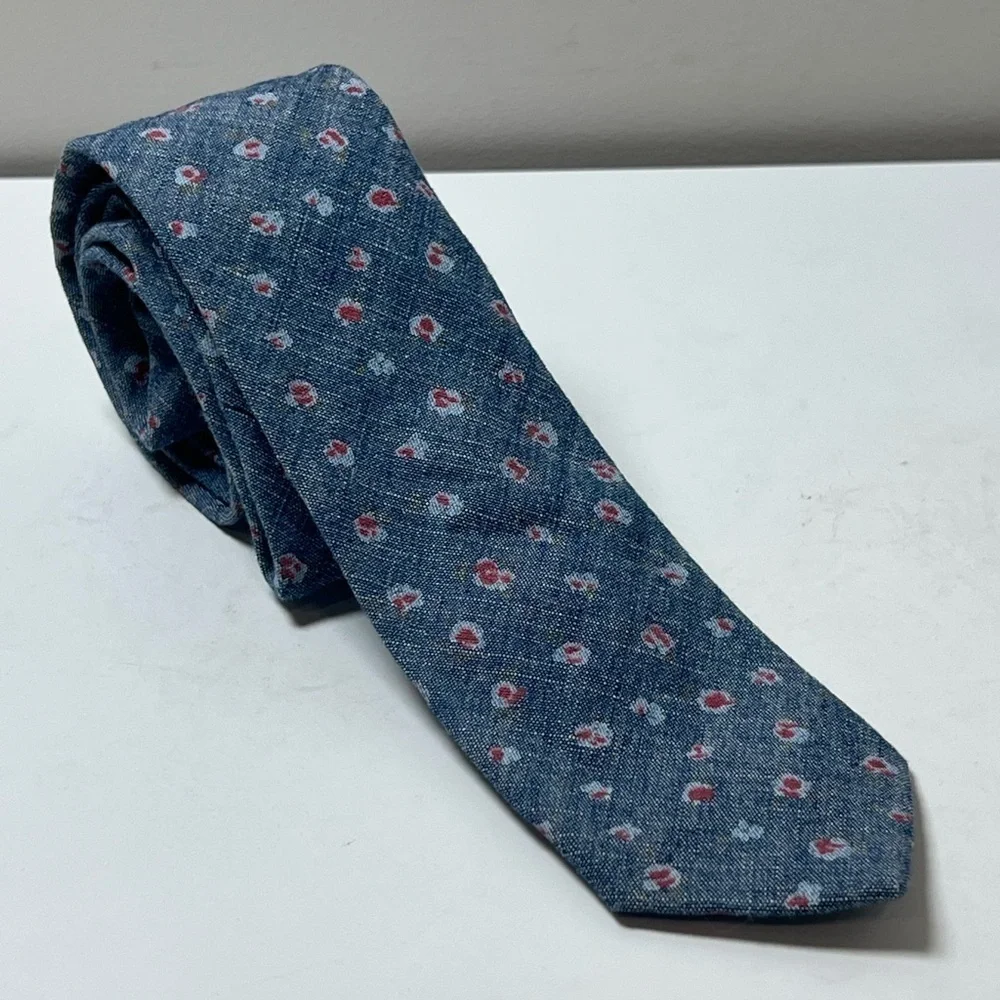 J. Crew Classic 100% Cotton Slim Navy Textured Tie